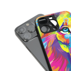 colourful fierce lion back phone cover | glass case for iphone 13 pro