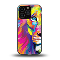 colourful fierce lion back phone cover | glass case for iphone 16 pro