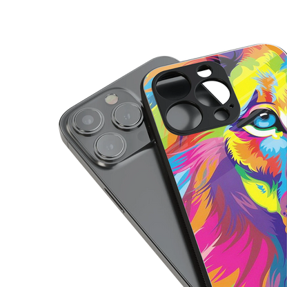 colourful fierce lion back phone cover | glass case for iphone 16