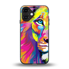 colourful fierce lion back phone cover | glass case for iphone 16