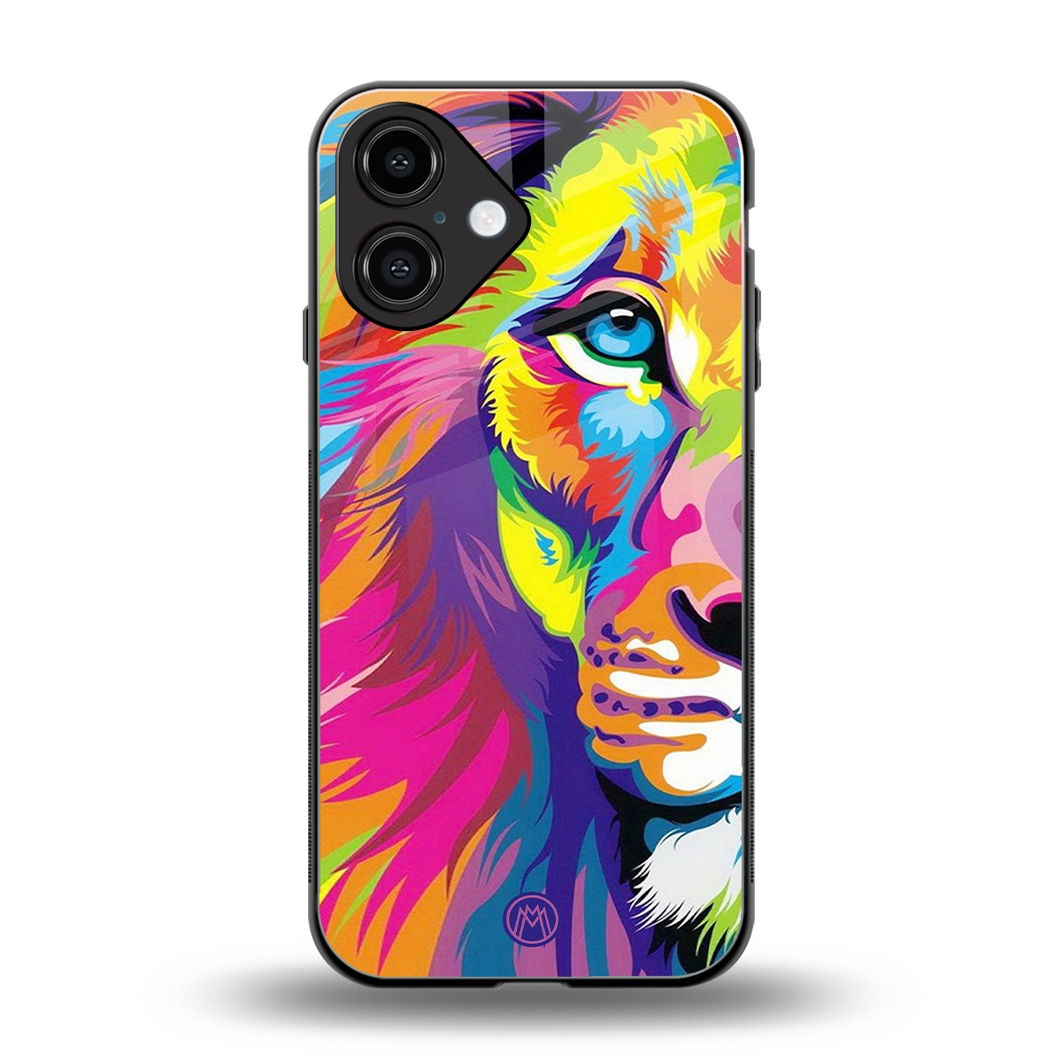 colourful fierce lion back phone cover | glass case for iphone 16