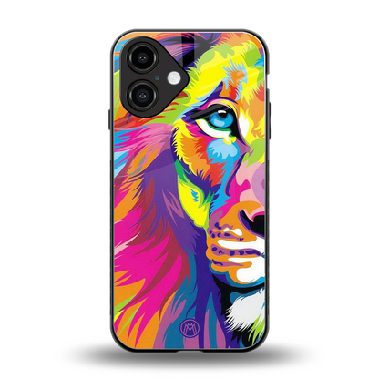 colourful fierce lion back phone cover | glass case for iphone 16