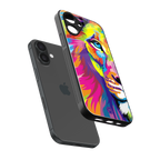 colourful fierce lion back phone cover | glass case for iphone 16