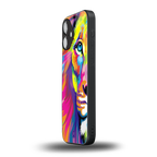colourful fierce lion back phone cover | glass case for iphone 16