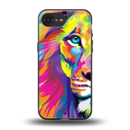 colourful fierce lion back phone cover | glass case for iphone 16e