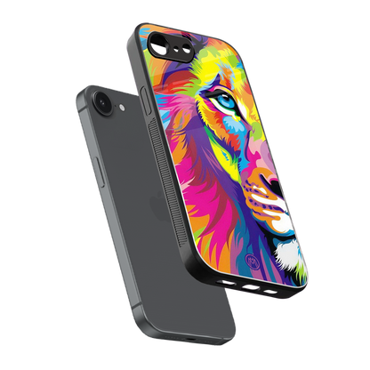 colourful fierce lion back phone cover | glass case for iphone 16e