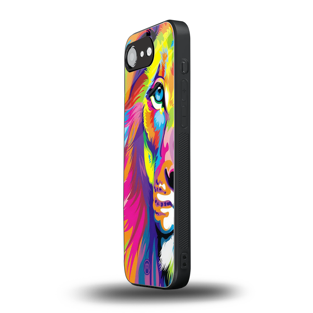 colourful fierce lion back phone cover | glass case for iphone 16e