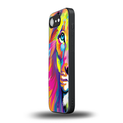 colourful fierce lion back phone cover | glass case for iphone 16e