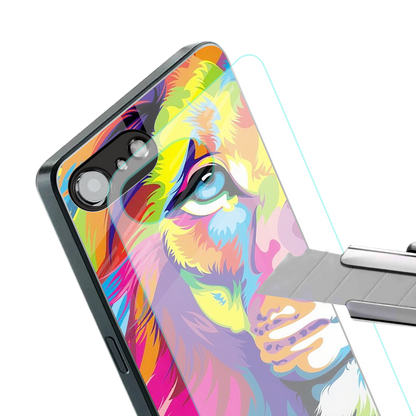 colourful fierce lion back phone cover | glass case for iphone 16e