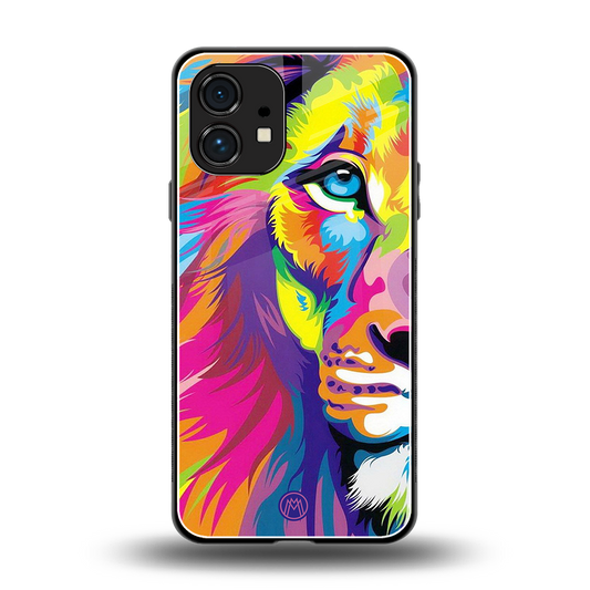 colourful fierce lion back phone cover | glass case for nothing phone 1