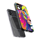 colourful fierce lion back phone cover | glass case for nothing phone 1