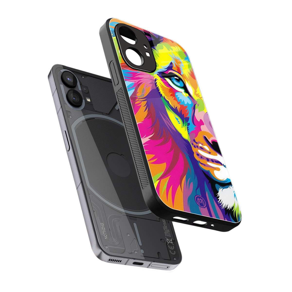 colourful fierce lion back phone cover | glass case for nothing phone 1