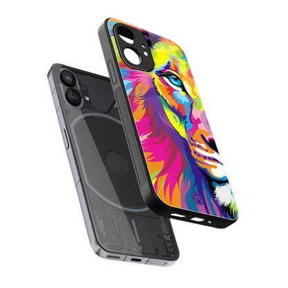 colourful fierce lion back phone cover | glass case for nothing phone 1