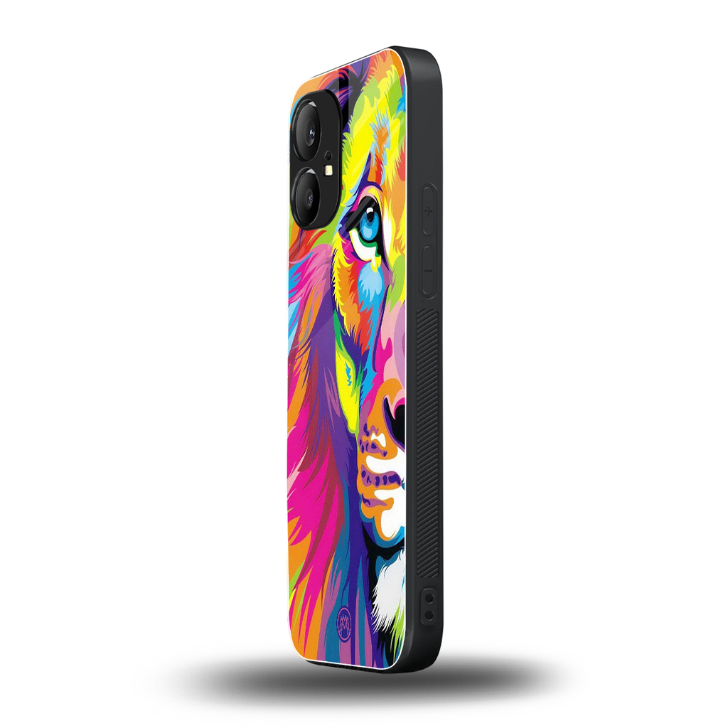 colourful fierce lion back phone cover | glass case for nothing phone 1