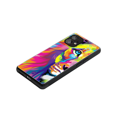 colourful fierce lion back phone cover | glass case for nothing phone 1