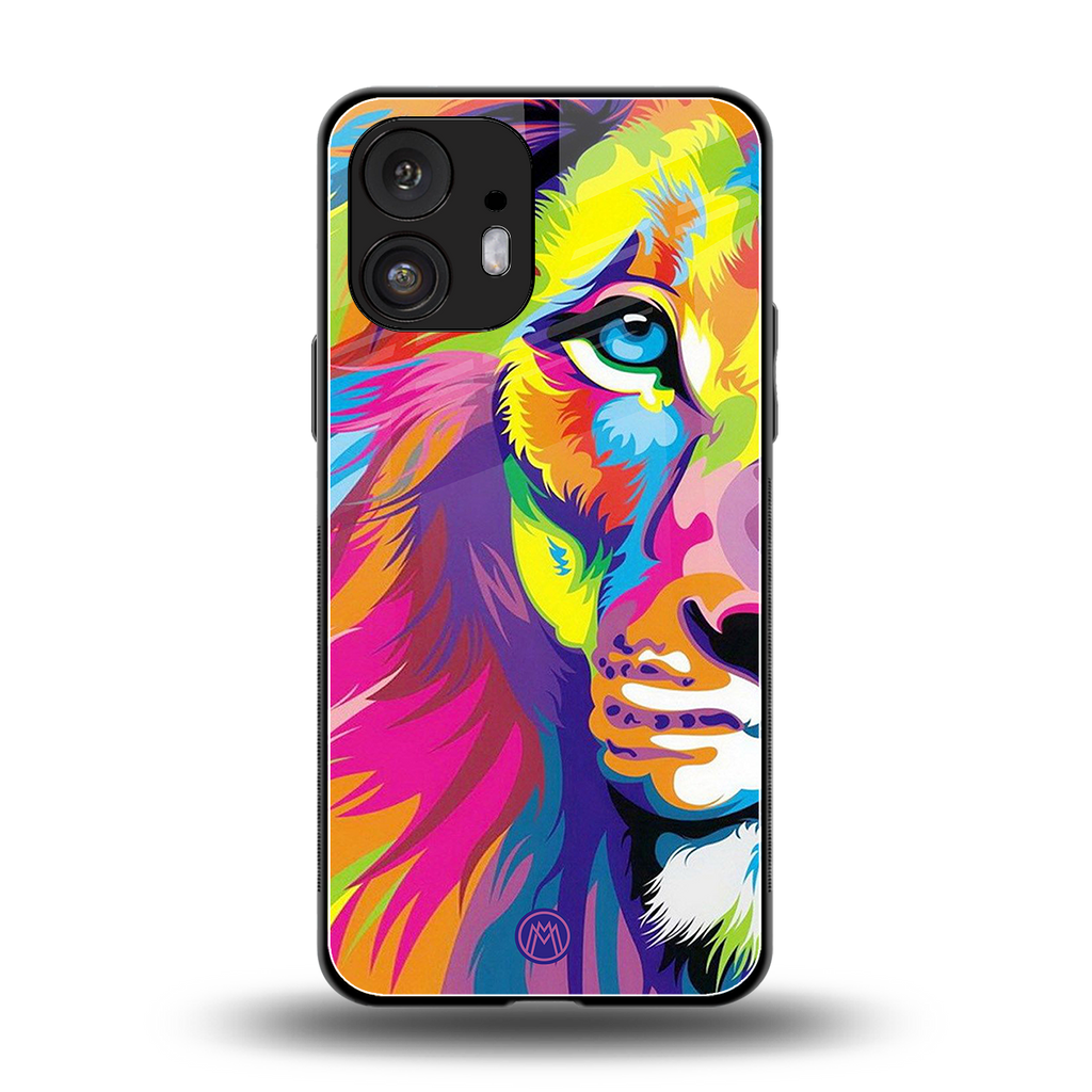 colourful fierce lion back phone cover | glass case for nothing phone 2