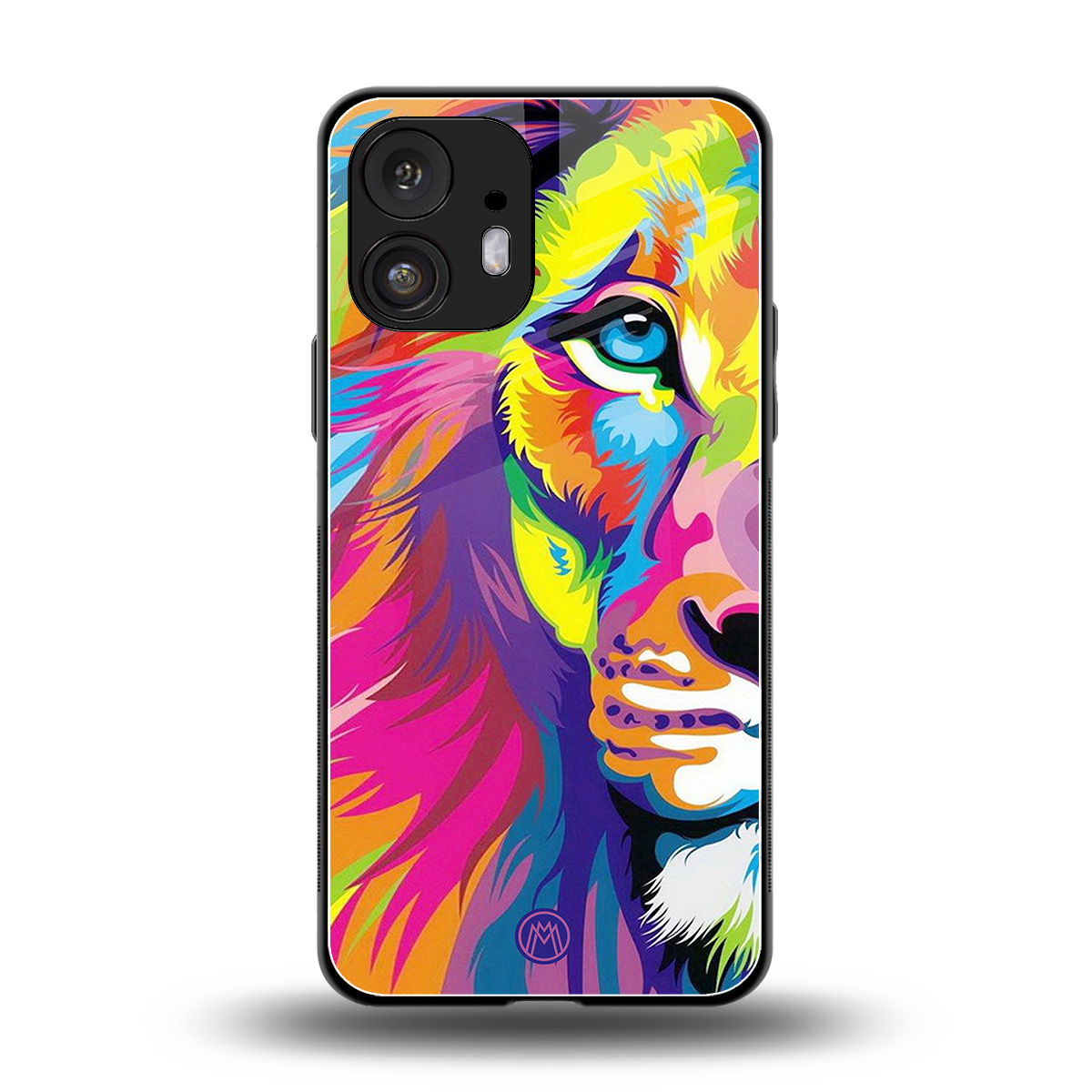 colourful fierce lion back phone cover | glass case for nothing phone 2