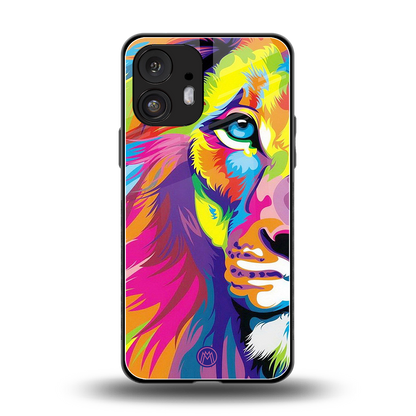 colourful fierce lion back phone cover | glass case for nothing phone 2