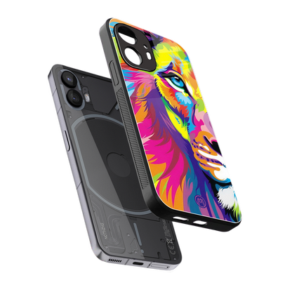 colourful fierce lion back phone cover | glass case for nothing phone 2