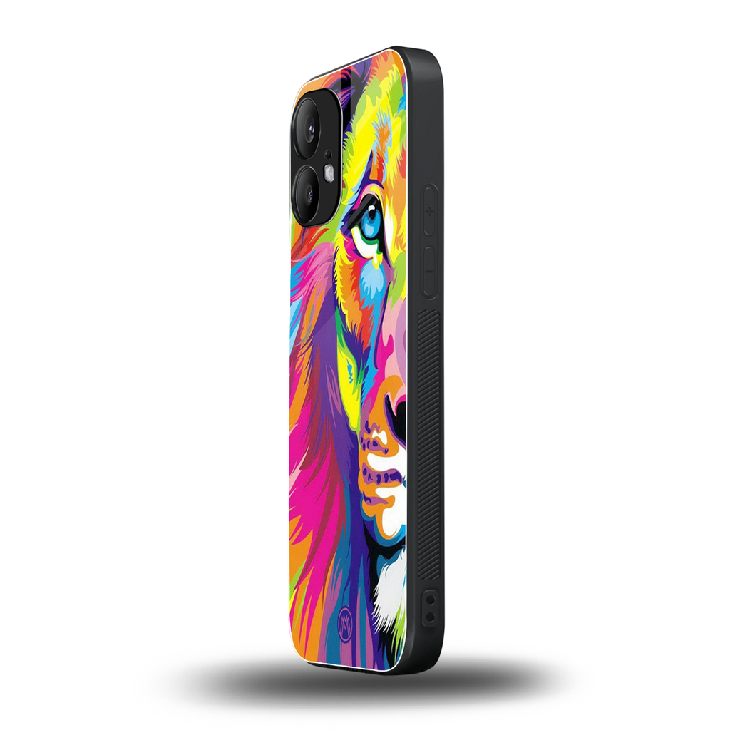 colourful fierce lion back phone cover | glass case for nothing phone 2