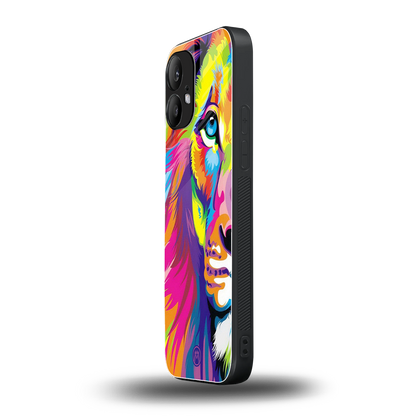 colourful fierce lion back phone cover | glass case for nothing phone 2