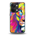 colourful fierce lion back phone cover | glass case for oneplus nord 3