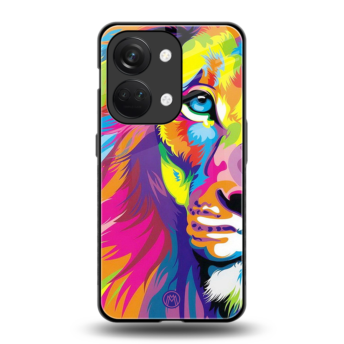 colourful fierce lion back phone cover | glass case for oneplus nord 3