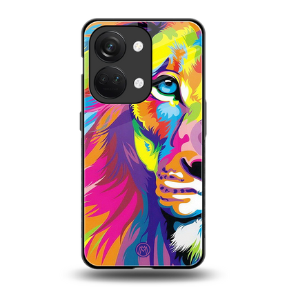 colourful fierce lion back phone cover | glass case for oneplus nord 3