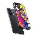 colourful fierce lion back phone cover | glass case for oneplus nord 3