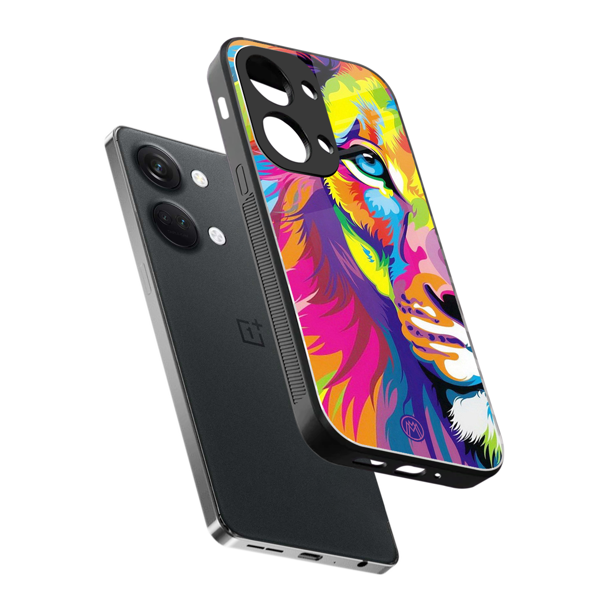 colourful fierce lion back phone cover | glass case for oneplus nord 3