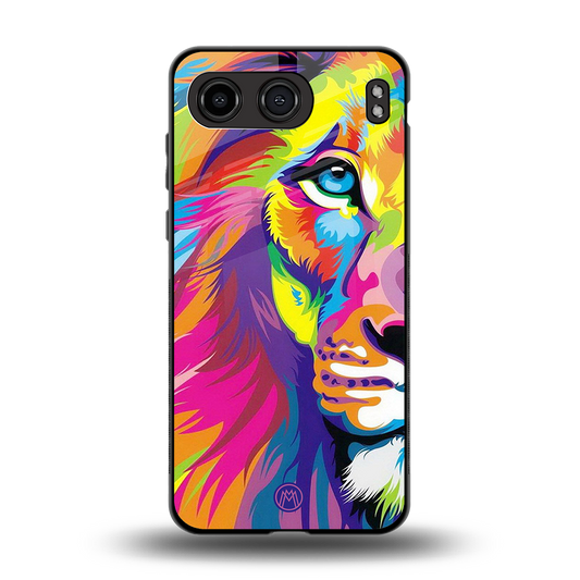 colourful fierce lion back phone cover | glass case for oneplus nord 4