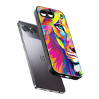 colourful fierce lion back phone cover | glass case for oneplus nord 4