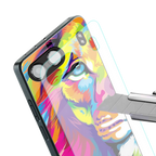colourful fierce lion back phone cover | glass case for oneplus nord 4