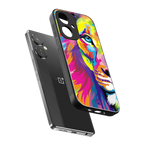 colourful fierce lion back phone cover | glass case for oneplus nord ce 3