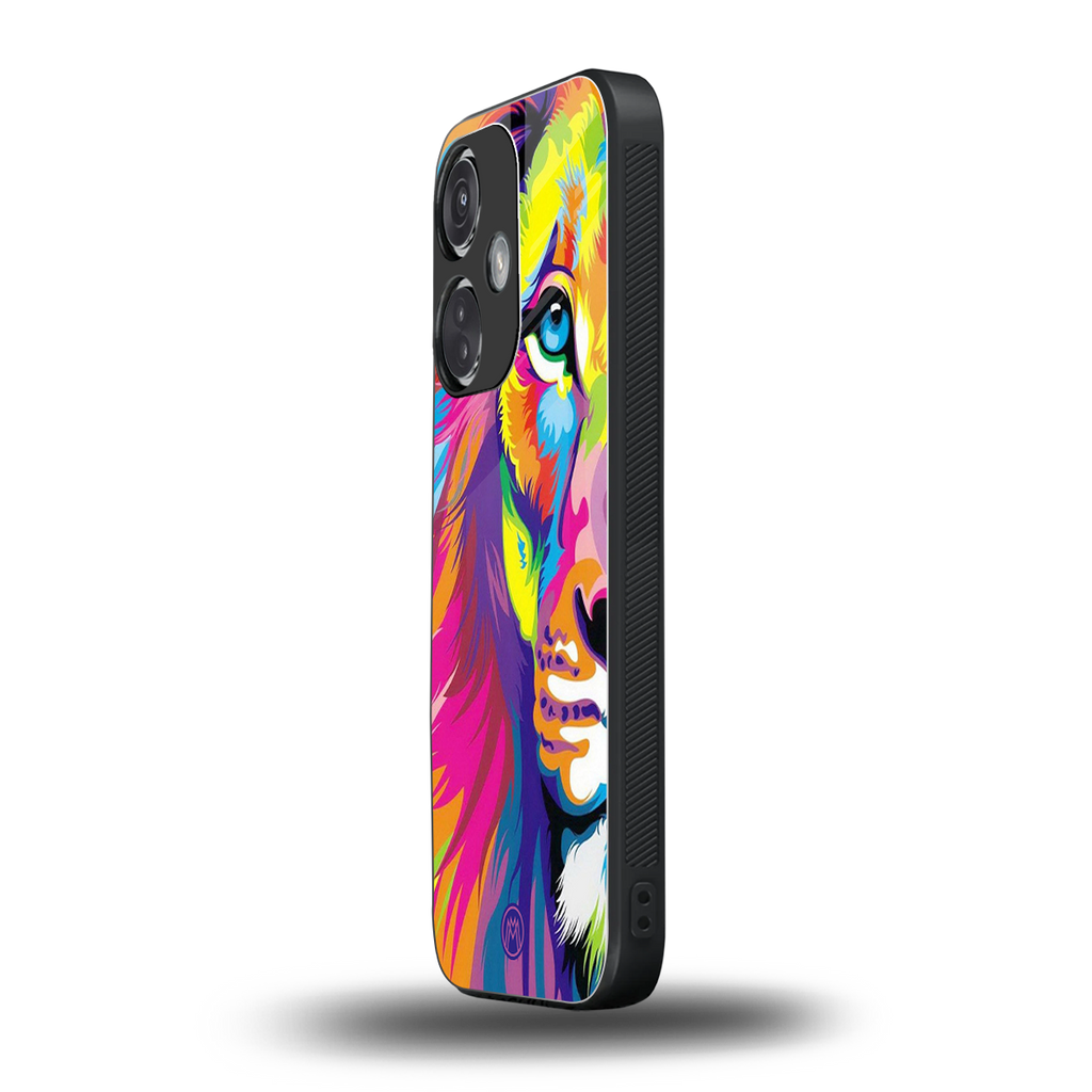 colourful fierce lion back phone cover | glass case for oneplus nord ce 3