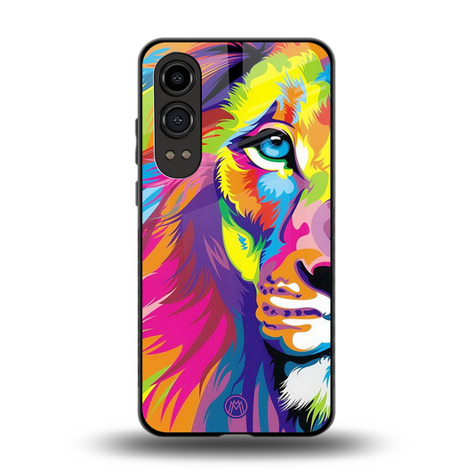 colourful fierce lion back phone cover | glass case for oneplus nord ce 4 lite