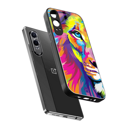 colourful fierce lion back phone cover | glass case for oneplus nord ce 4 lite
