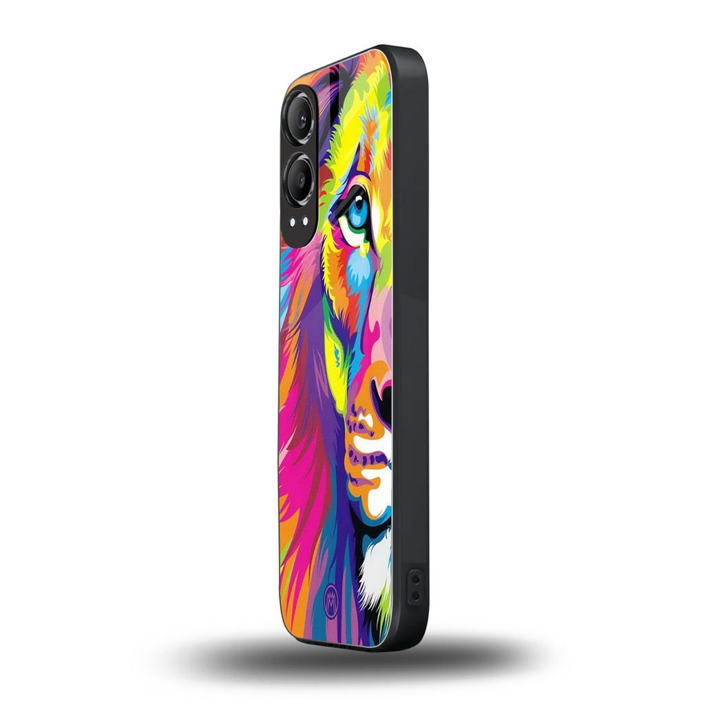 colourful fierce lion back phone cover | glass case for oneplus nord ce 4 lite