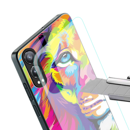colourful fierce lion back phone cover | glass case for oneplus nord ce 4 lite