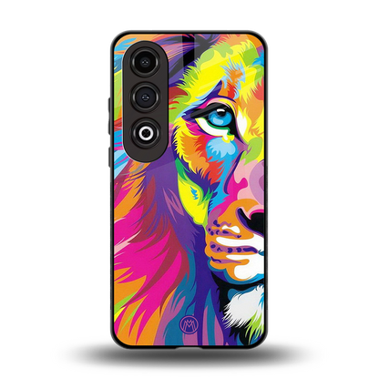 colourful fierce lion back phone cover | glass case for oneplus nord ce 4