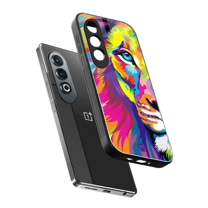 colourful fierce lion back phone cover | glass case for oneplus nord ce 4