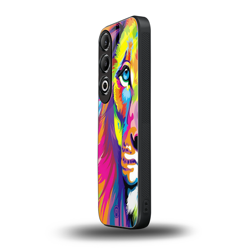 colourful fierce lion back phone cover | glass case for oneplus nord ce 4