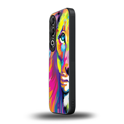 colourful fierce lion back phone cover | glass case for oneplus nord ce 4