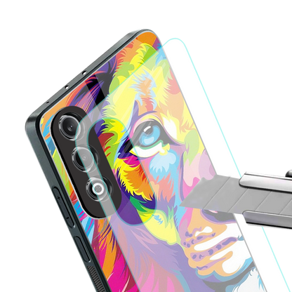 colourful fierce lion back phone cover | glass case for oneplus nord ce 4