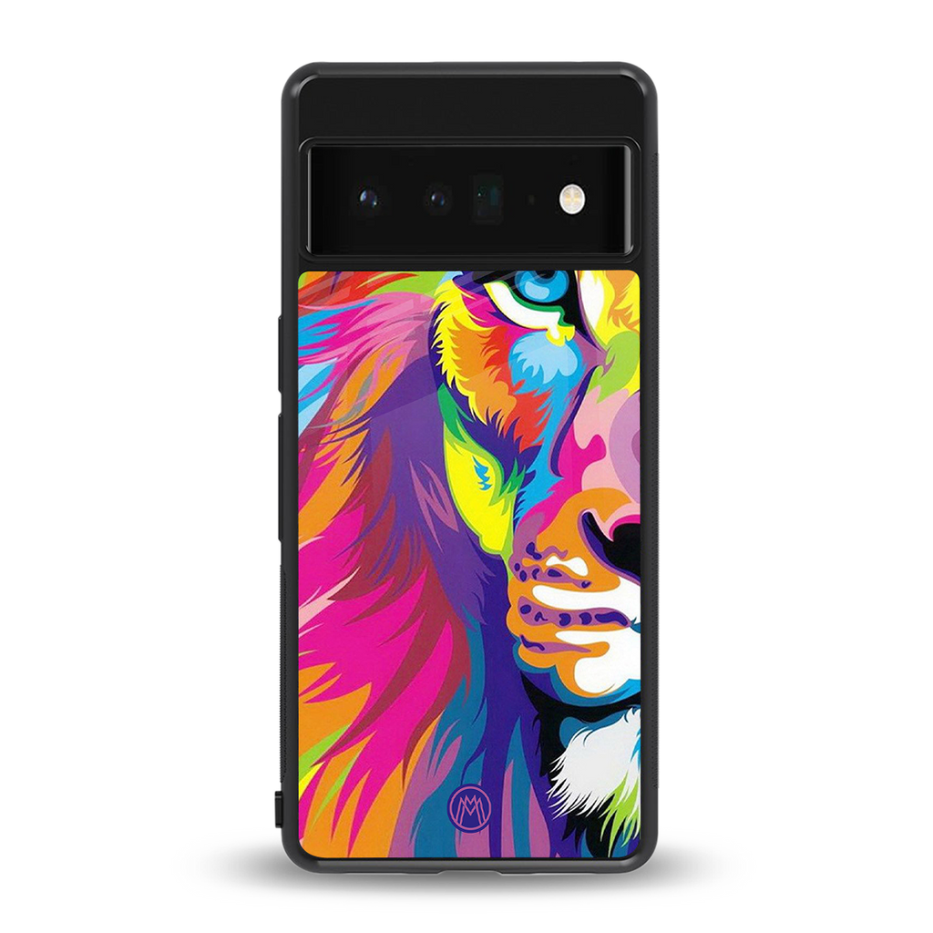 colourful fierce lion back phone cover | glass case for google pixel 6 pro