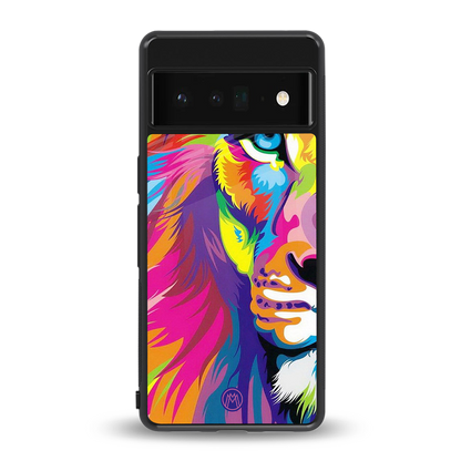 colourful fierce lion back phone cover | glass case for google pixel 6 pro