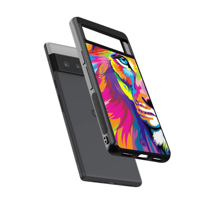colourful fierce lion back phone cover | glass case for google pixel 6 pro