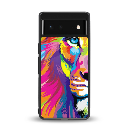 colourful fierce lion back phone cover | glass case for google pixel 6