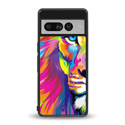 colourful fierce lion back phone cover | glass case for google pixel 7 pro