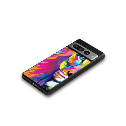 colourful fierce lion back phone cover | glass case for google pixel 7 pro